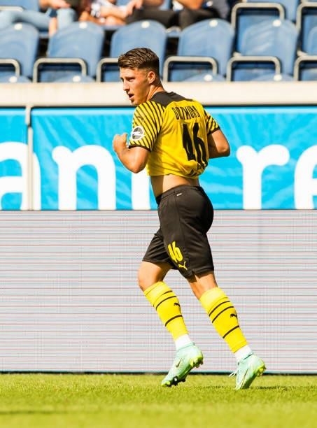 Marco Pasalic celebrates his goal to the 1:3 during the 6. Schauinsland-Reisen Cup Der Traditionen match between VfL Bochum and Borussia Dortmund on...