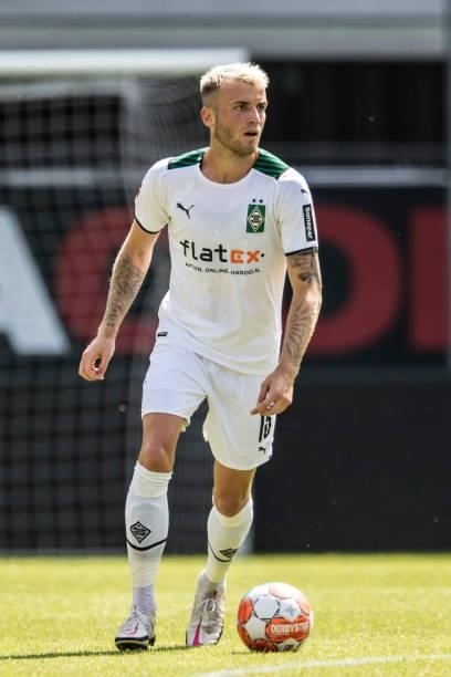 Louis Jordan Beyer of Borussia Moenchengladbach in action during the preseason friendly match between SC Paderborn and Borussia Moenchengladbach at...