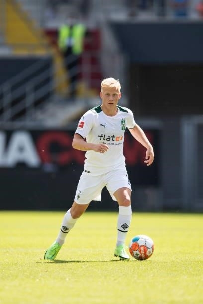 Per Lockl of Borussia Moenchengladbach in action during the preseason friendly match between SC Paderborn and Borussia Moenchengladbach at...