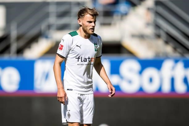 Mika Schroers of Borussia Moenchengladbach is seen during the preseason friendly match between SC Paderborn and Borussia Moenchengladbach at...