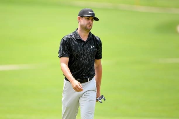 Taylor Moore at the 18th green during the third round of the Memorial Health Championship presented by LRS at Panther Creek Country Club on July 17,...