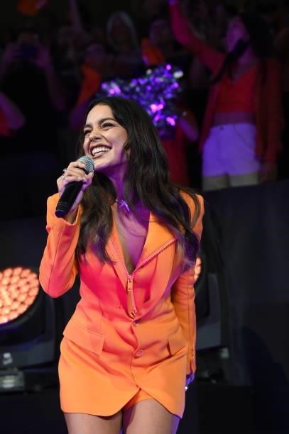 Actress and Singer Vanessa Hudgens performs the National Anthem prior to the game of the Milwaukee Bucks against the Phoenix Suns during Game Five of...