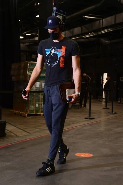 July 17: Brook Lopez of the Milwaukee Bucks arrives to the arena before Game Five of the 2021 NBA Finals on July 17, 2021 at Footprint Center in...