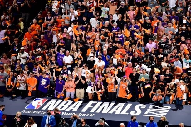 The crowd before Game Five of the NBA Finals between the Phoenix Suns and Milwaukee Bucks on July 17, 2021 at Footprint Center in Phoenix, Arizona....