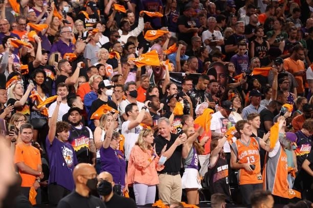 July 17: Fans cheers during Game Five of the 2021 NBA Finals on July 17, 2021 at Footprint Center in Phoenix, Arizona. NOTE TO USER: User expressly...