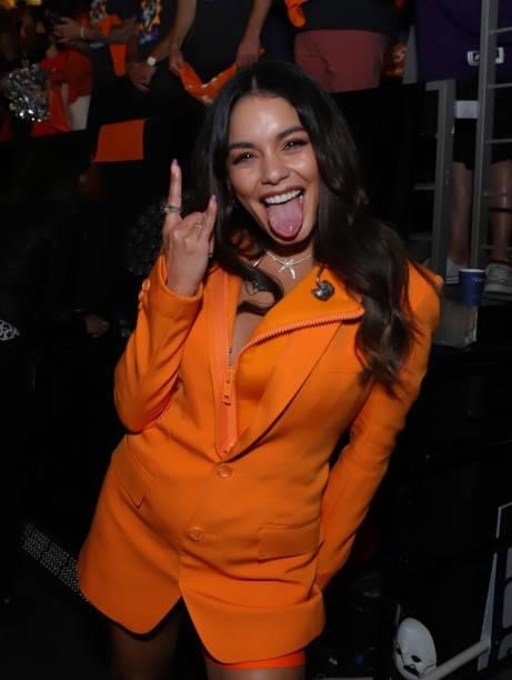 Actress and Singer Vanessa Hudgens after performing the National Anthem prior to the game of the Milwaukee Bucks against the Phoenix Suns during Game...