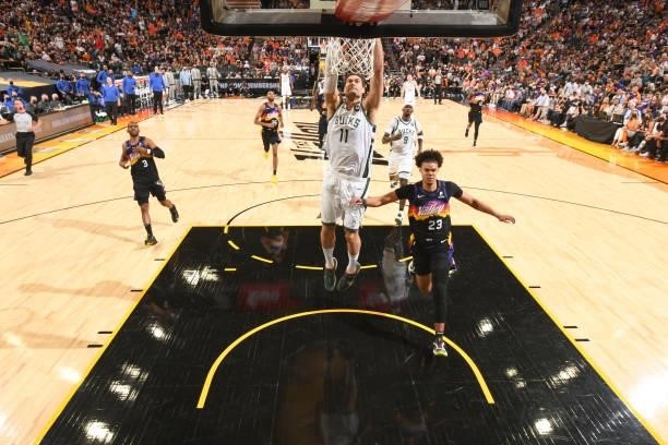 Brook Lopez of the Milwaukee Bucks dunks the ball during the game against the Phoenix Suns during Game Five of the 2021 NBA Finals on July 17, 2021...