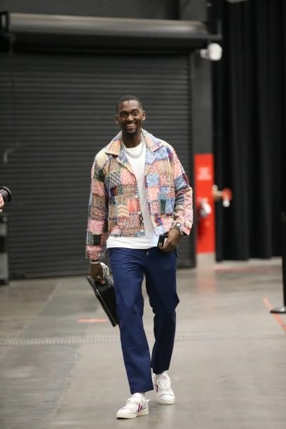 Bobby Portis of the Milwaukee Bucks exits the arena after the game against the Phoenix Suns during Game Five of the 2021 NBA Finals on July 17, 2021...