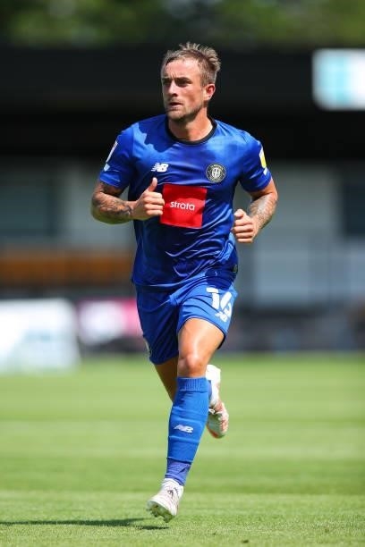 Alex Pattison of Harrogate Town during the Pre Season Friendly between Harrogate Town and Newcastle United at The EnviroVent Stadium on July 18, 2021...