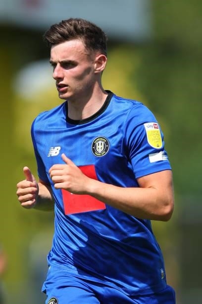 Simon Power of Harrogate Town during the Pre Season Friendly between Harrogate Town and Newcastle United at The EnviroVent Stadium on July 18, 2021...