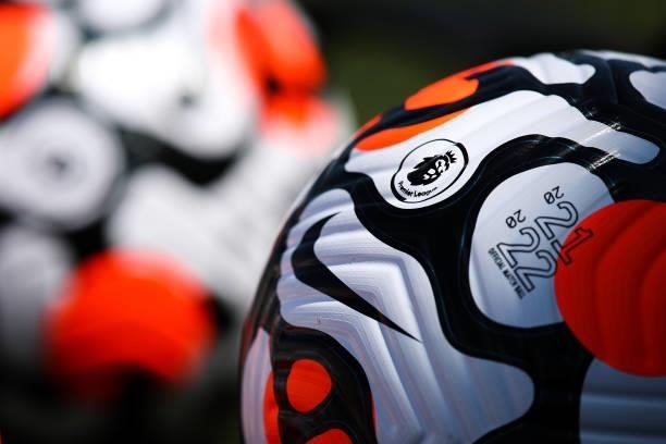 Official Premier League Nike Strike Aerowsculpt 21/22 match ball during the Pre Season Friendly between Harrogate Town and Newcastle United at The...