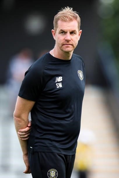 Simon Weaver the head coach / manager of Harrogate Town during the Pre Season Friendly between Harrogate Town and Newcastle United at The EnviroVent...