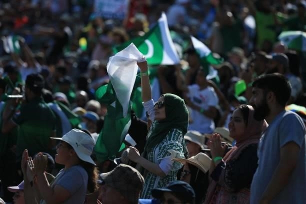 Spectators watch the action during the second T20 international cricket match between England and Pakistan at Headingley Cricket Ground in Leeds,...
