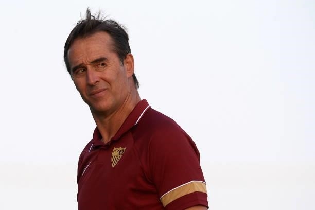 Julen Lopetegui head coach of Sevilla during a pre-season friendly match between Sevilla CF and Coventry City at Pinatar Arena on July 17, 2021 in...