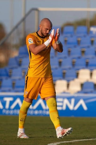 Marko Dmitrovic of Sevilla during a pre-season friendly match between Sevilla CF and Coventry City at Pinatar Arena on July 17, 2021 in Murcia, Spain.