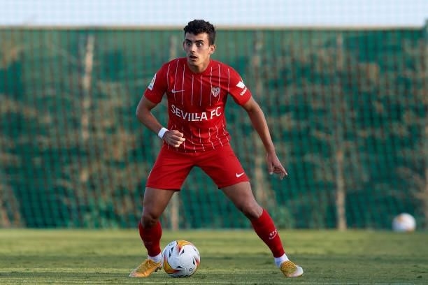 Pablo Perez of Sevilla in action during the pre-season friendly match between Sevilla CF and Coventry City at Pinatar Arena on July 17, 2021 in...