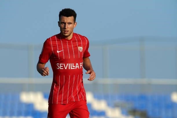 Oussama Idrissi of Sevilla during the pre-season friendly match between Sevilla CF and Coventry City at Pinatar Arena on July 17, 2021 in Murcia,...