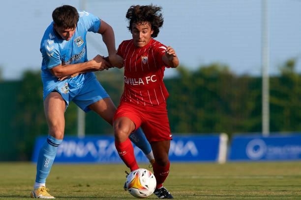 Carlos Alvarez of Sevilla in action during the pre-season friendly match between Sevilla CF and Coventry City at Pinatar Arena on July 17, 2021 in...