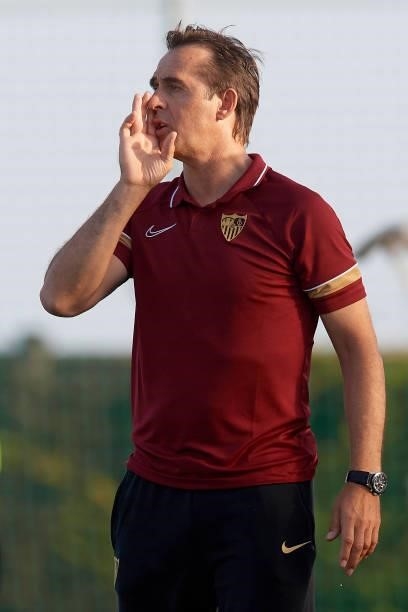 Julen Lopetegui head coach of Sevilla gives instructions during the pre-season friendly match between Sevilla CF and Coventry City at Pinatar Arena...