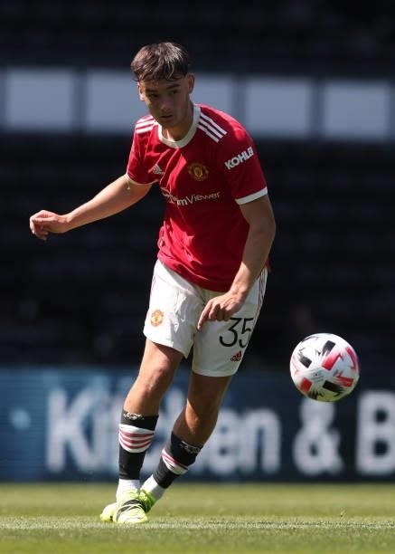 Dylan Levitt of Manchester United during the pre-season friendly between Derby County and Manchester United at Pride Park on July 18, 2021 in Derby,...