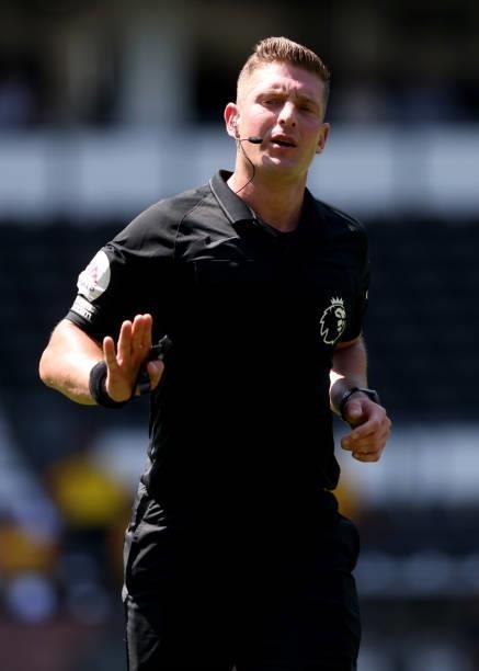 Referee Rob Jones during the pre-season friendly between Derby County and Manchester United at Pride Park on July 18, 2021 in Derby, England.