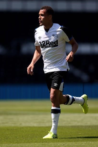 Ravel Morrison of Derby County during the pre-season friendly between Derby County and Manchester United at Pride Park on July 18, 2021 in Derby,...