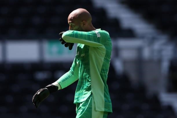 Lee Grant of Manchester United during the pre-season friendly between Derby County and Manchester United at Pride Park on July 18, 2021 in Derby,...