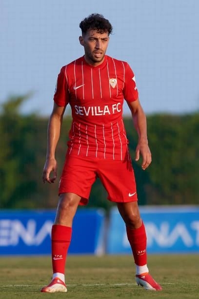 Munir El Haddadi of Sevilla in action during the pre-season friendly match between Sevilla CF and Coventry City at Pinatar Arena on July 17, 2021 in...