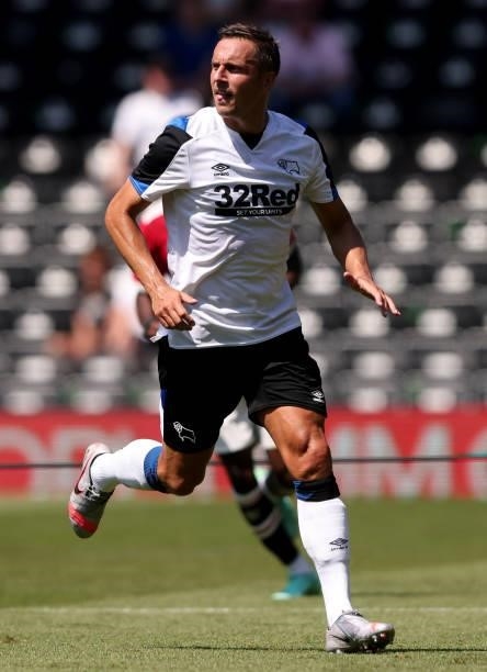 Phil Jagielka of Manchester United during the pre-season friendly between Derby County and Manchester United at Pride Park on July 18, 2021 in Derby,...
