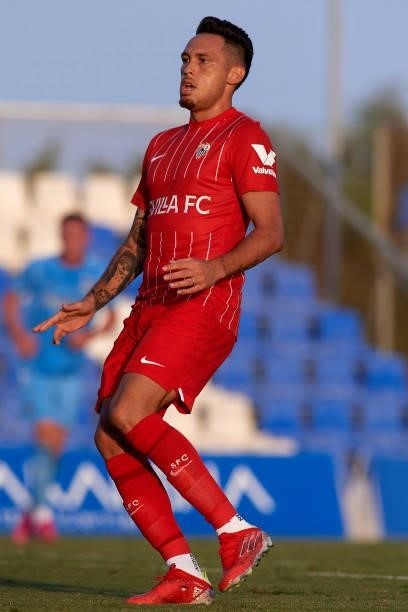 Lucas Ocampos of Sevilla during the pre-season friendly match between Sevilla CF and Coventry City at Pinatar Arena on July 17, 2021 in Murcia, Spain.