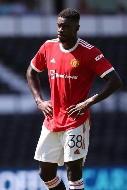 Axel Tuanzebe of Manchester United during a pre-season friendly between Derby County and Manchester United at Pride Park on July 18, 2021 in Derby,...