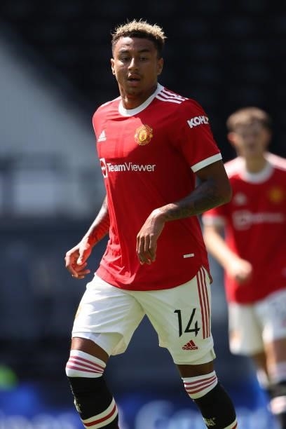 Jesse Lingard of Manchester United during a pre-season friendly between Derby County and Manchester United at Pride Park on July 18, 2021 in Derby,...