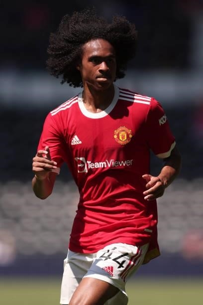 Tahith Chong of Manchester United during the pre-season friendly between Derby County and Manchester United at Pride Park on July 18, 2021 in Derby,...