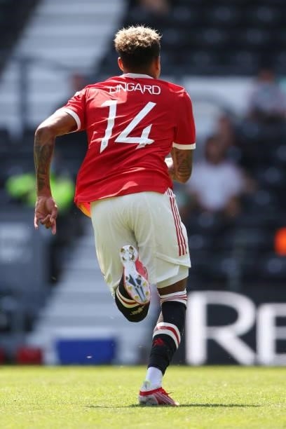 Jesse Lingard of Manchester United during a pre-season friendly between Derby County and Manchester United at Pride Park on July 18, 2021 in Derby,...