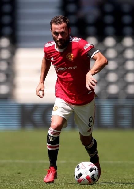 Juan Mata of Manchester United during the pre-season friendly between Derby County and Manchester United at Pride Park on July 18, 2021 in Derby,...