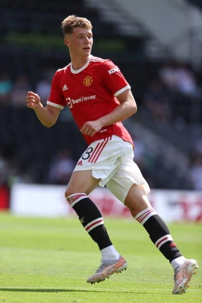 Will Fish of Manchester United during a pre-season friendly between Derby County and Manchester United at Pride Park on July 18, 2021 in Derby,...