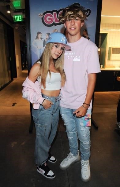 Capri Everitt and Walker Bryant attends the Far Out Toys And Z Star Digital Host The VIP Cast Party For The Glo Show on July 17, 2021 in El Segundo,...