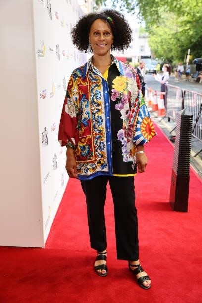 Bernardine Evaristo arrives at the South Bank Sky Arts awards at The Savoy Hotel on July 19, 2021 in London, England. The South Bank Sky Arts Awards...