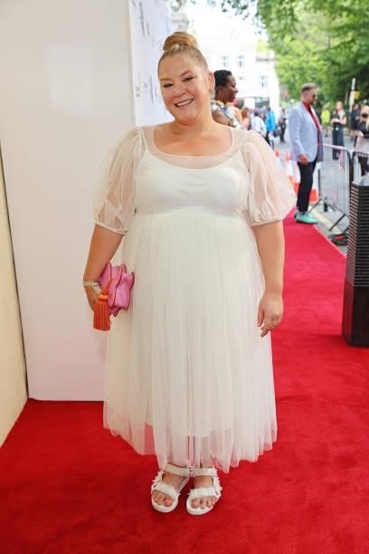 Harriet Webb arrives at the South Bank Sky Arts awards at The Savoy Hotel on July 19, 2021 in London, England. The South Bank Sky Arts Awards will...