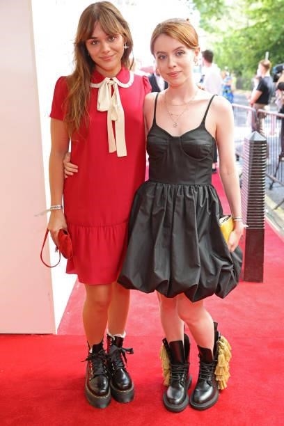Isabella Pappas and Rosie Day arrive at the South Bank Sky Arts awards at The Savoy Hotel on July 19, 2021 in London, England. The South Bank Sky...