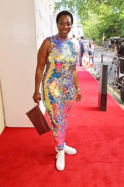 Tanya Moodie arrives at the South Bank Sky Arts awards at The Savoy Hotel on July 19, 2021 in London, England. The South Bank Sky Arts Awards will...