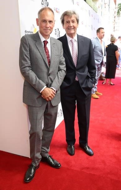 Phil Edgar-Jones and Lord Melvyn Bragg arrive at the South Bank Sky Arts awards at The Savoy Hotel on July 19, 2021 in London, England. The South...