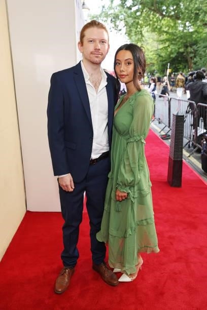 Nick Rowland and guest arrive at the South Bank Sky Arts awards at The Savoy Hotel on July 19, 2021 in London, England. The South Bank Sky Arts...