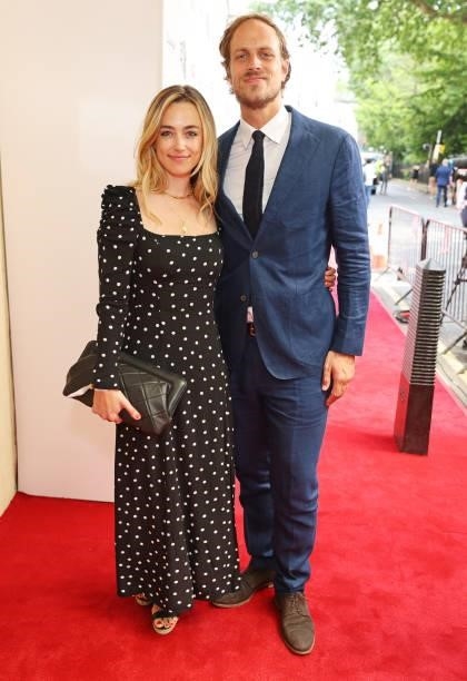 Marina Kemp and guest arrive at the South Bank Sky Arts awards at The Savoy Hotel on July 19, 2021 in London, England. The South Bank Sky Arts Awards...