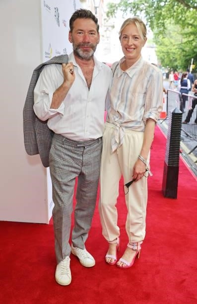 Mat Collishaw and Polly Morgan arrive at the South Bank Sky Arts awards at The Savoy Hotel on July 19, 2021 in London, England. The South Bank Sky...