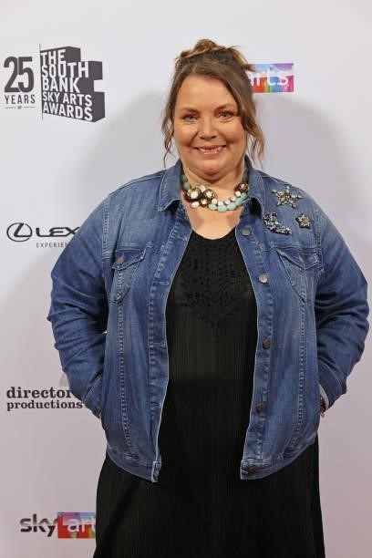 Joanna Scanlan poses in the winners room at the South Bank Sky Arts awards at The Savoy Hotel on July 19, 2021 in London, England. The South Bank Sky...