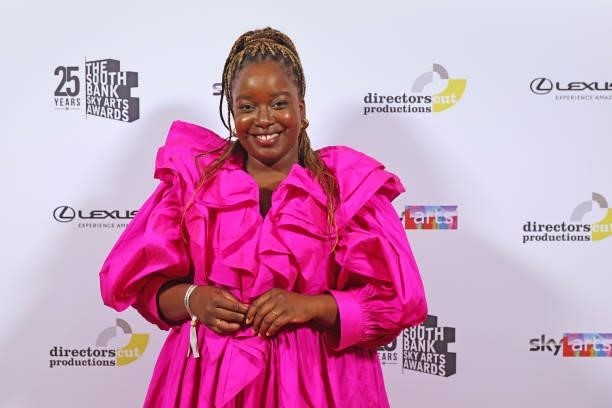 Lolly Adefope poses in the winners room at the South Bank Sky Arts awards at The Savoy Hotel on July 19, 2021 in London, England. The South Bank Sky...
