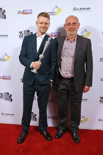 Samuel Bailey, winner of The Times Breakthrough Award, and Jimmy McGovern pose in the winners room at the South Bank Sky Arts awards at The Savoy...