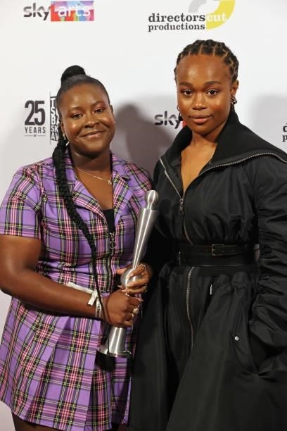 Afi Okaidja and Bukky Bakray, accepting the Film award for "Rocks