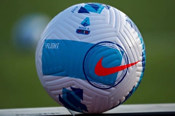 Official Nike Serie A ball are seen before the Pre-Season Friendly match between Lugano and FC Internazionale at Cornaredo Stadium on July 17, 2021...